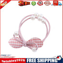 Korean Pearls Elastic Rubber Band Sweet Bow Girls Ponytail Holder (Pink)