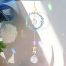 #A Crystal Hexagon Moon Chandelier Pendant Prism Wind Chime Car Hanging Home Dec