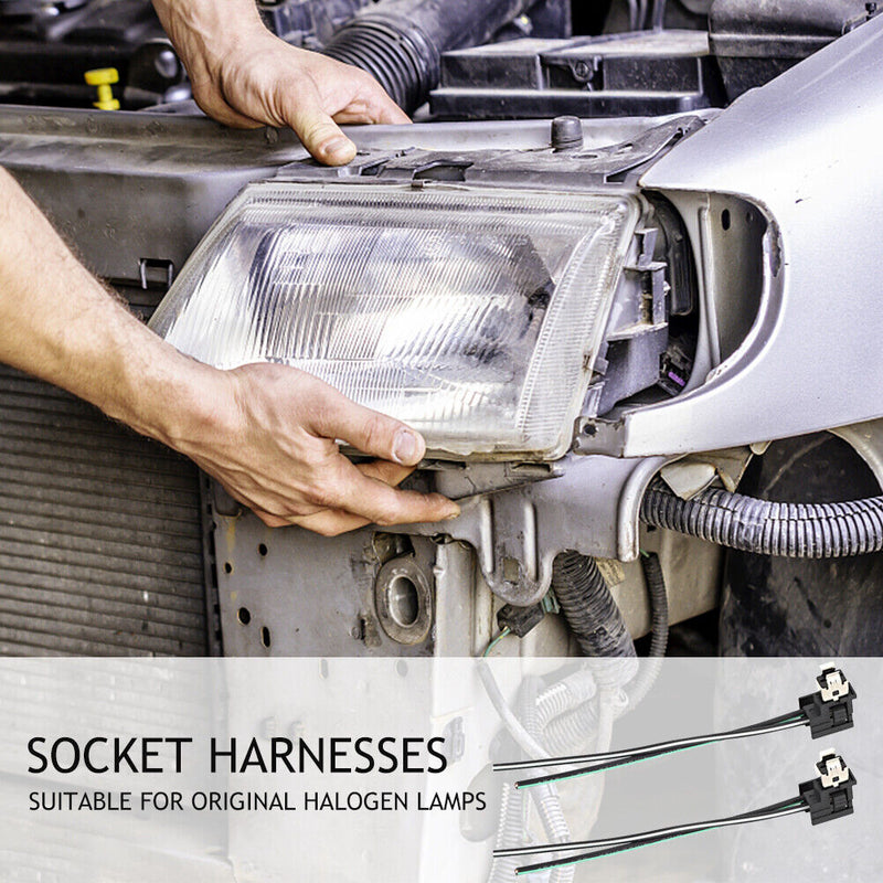 2pcs Car Halogen Lamp Headlight Socket Harness Connector Plug Adapter Wire Newly