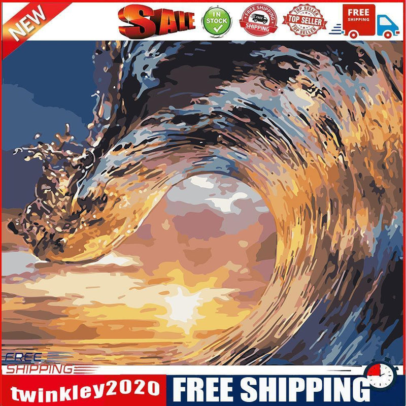 Sea Wave Painting By Number Kit Acrylic Paints Set DIY Handpainted Drawing