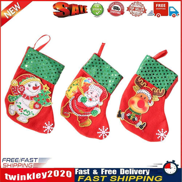 3pcs Christmas Stockings Hanging Pendants DIY Diamond Painting Kit (WZ002) Newly