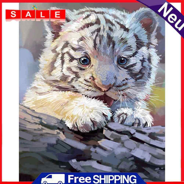 5D DIY Diamond Painting Baby Tiger Cross Stitch Embroidery Needlework Mosaic Kit