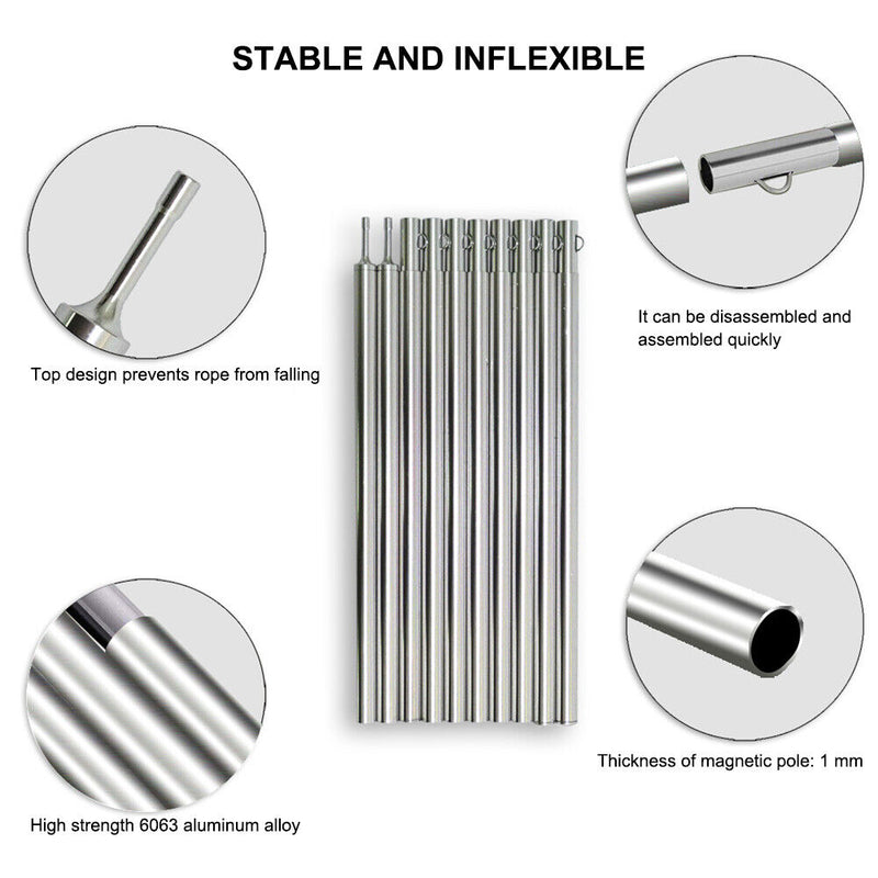 10pcs Outdoor Camping Tent Awning Pole Aluminum Adjustable Canopy Support R