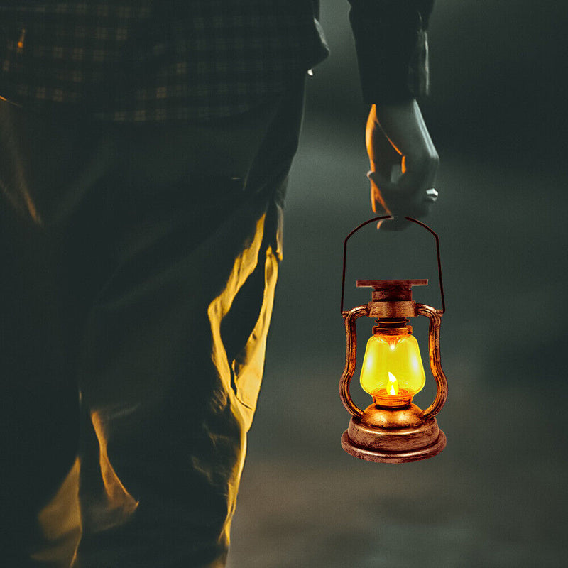 Solar Retro Kerosene Lamp Outdoor Portable Camping Yard Lantern (Copper)