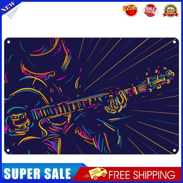 Neon Guitarist Retro Metal Plate Tin Sign Plaque for Bar Pub Club Cafe Arts