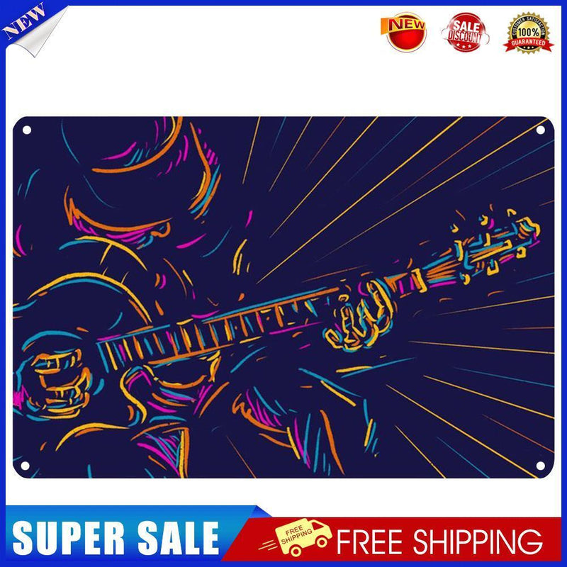 Neon Guitarist Retro Metal Plate Tin Sign Plaque for Bar Pub Club Cafe Arts