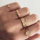 5pcs Fashion Love Heart Rhinestone Ring Star Finger Ring for Women Retro Jewelry