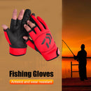 3-Finger Cut Unisex Arrow Fishing Gloves Non-Slip Angling Gloves (Red) Newly
