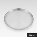 Camping Plate Stainless Steel Tableware Food Container Picnic Dish (26cm) Newly
