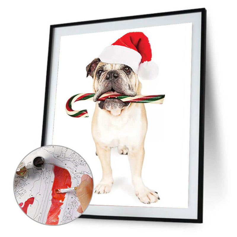Christmas Puppy Oil Paint By Numbers DIY Coloring Picture for Adults Children
