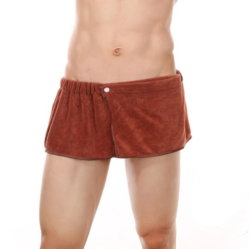 Microfiber Soft Wearable Bath Towel Short Pants Beach Gym Shorts (Coffee)