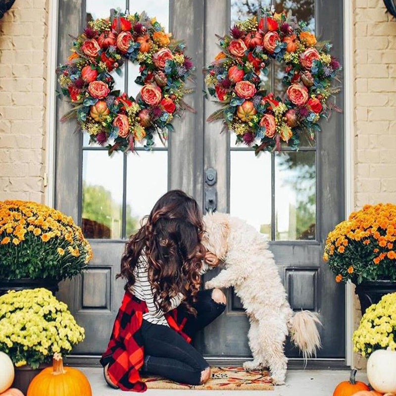 ??Last Day 50% Off ??Fall Peony And Pumpkin Wreath Year Round-Wreath