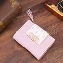 Tassels Women Short Wallet PU Leather Clutch Card Bag Female Purse (Purple)