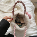 Women Soft Plush Cute Furry Fluffy Cherry Bags Shopping Bags Totes Handbags