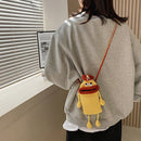 Cartoon Mobile Phone Handbag Sausage Mouth Crochet Crossbody Bag (Yellow)