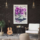 Full Drawing Diamond Drill Painting Round DIY Purple Rose 5D Home Decoration Kit
