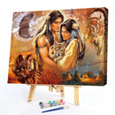 Native Wolf Drawing Frameless DIY Oil Paint by Numbers Canvas Home Decor