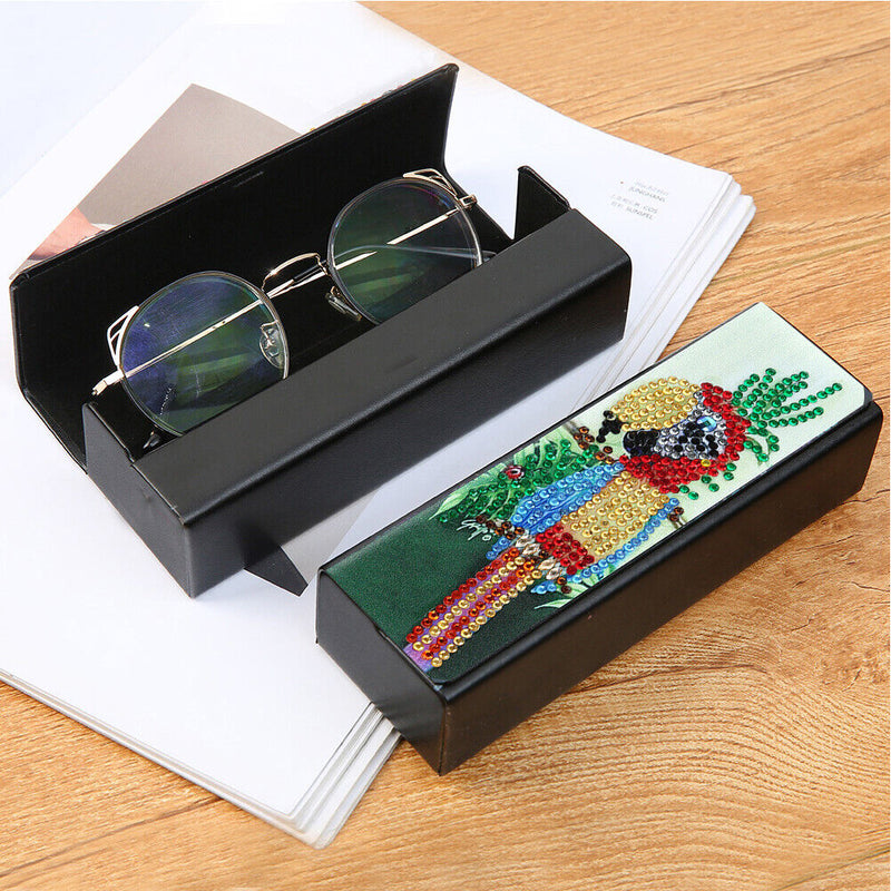 DIY Leather Diamond Painting Glasses Storage Case Mosaic Kit (Q38 Bird)