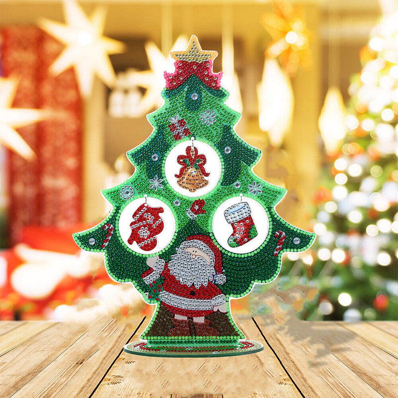 Christmas 5D DIY Luminous Diamond Xmas Tree Hanging Pendant Prop for Home Party