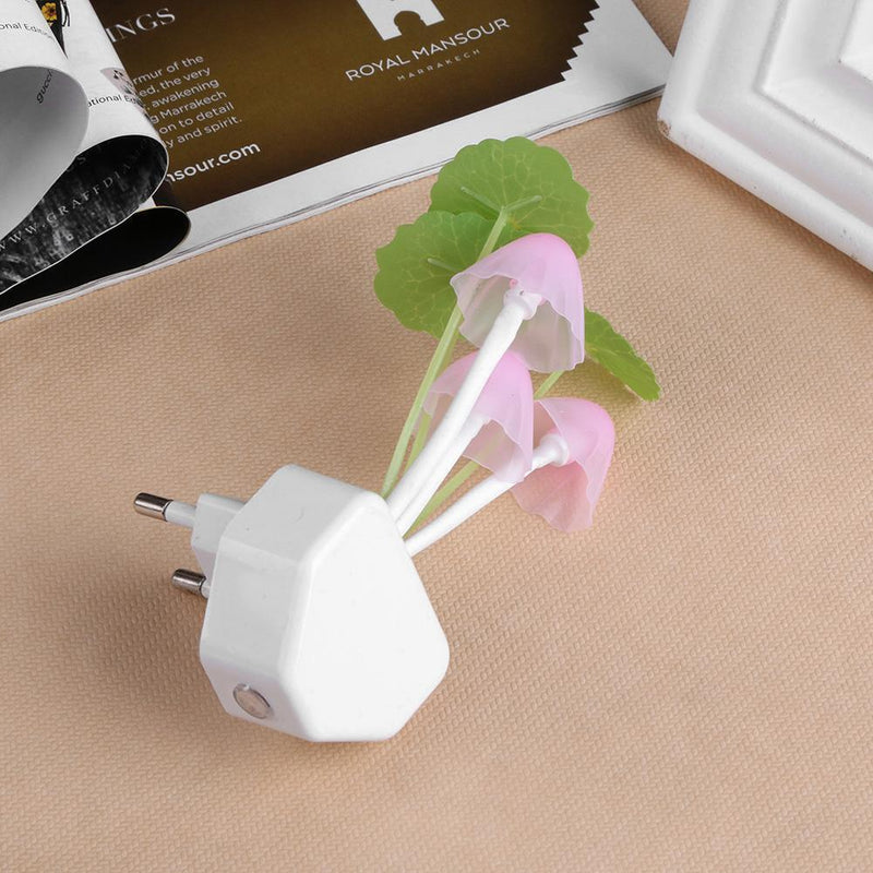Colorful LED Mushroom Night Light Luminous Lamp Sensor Baby Gift(EU Plug)