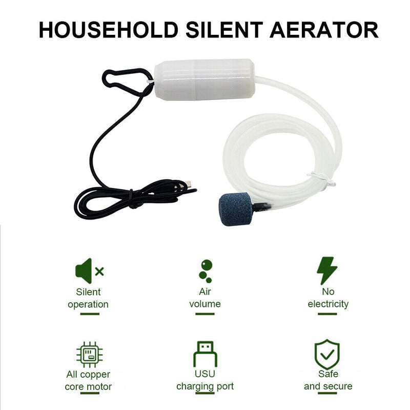 Aquarium Oxygen Air Pump Fish Tank Silent Air Compressor Aerator (White) Newly