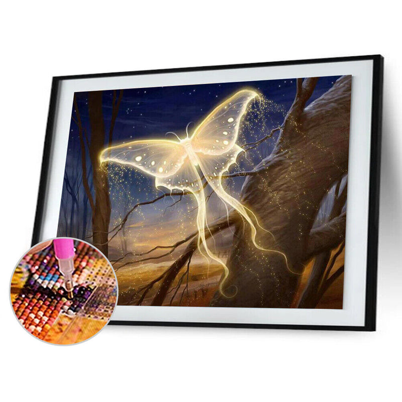 DIY Luminous Butterfly Rhinestone Drawing Art Full Round Drill Diamond Picture