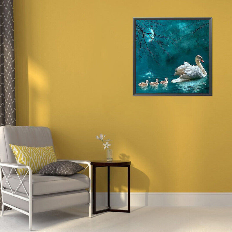 5D Diamond Painting Kit Swan Lake Full Round Drill Rhinestone DIY Wall Arts