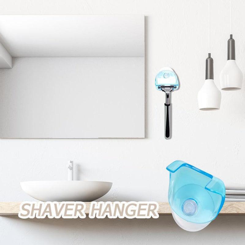 Shaver Suction Cup Clear Hanger Hanging Rack Bathroom Storage Shelf (Blue) Newly