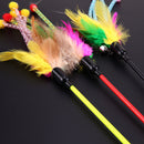 5pcs Funny Elastic Plastic Long Pole Colorful Flower Sticks Feather Tease