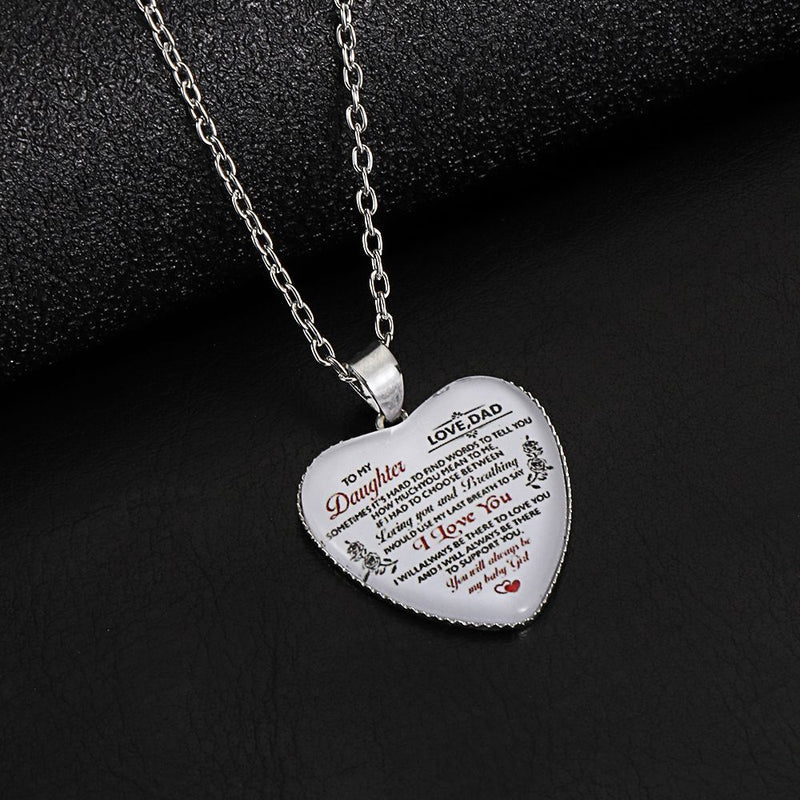Wife My Daughter Love Women Heart Necklace Family Jewelry Gifts Pendant