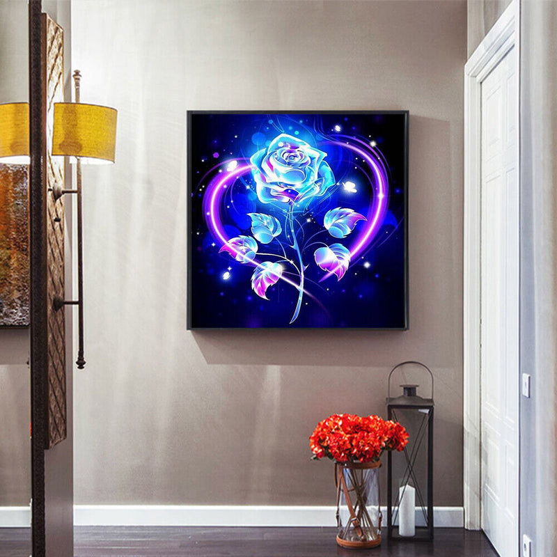 5D DIY Diamond Painted Round Diamond Blue Rose LD166