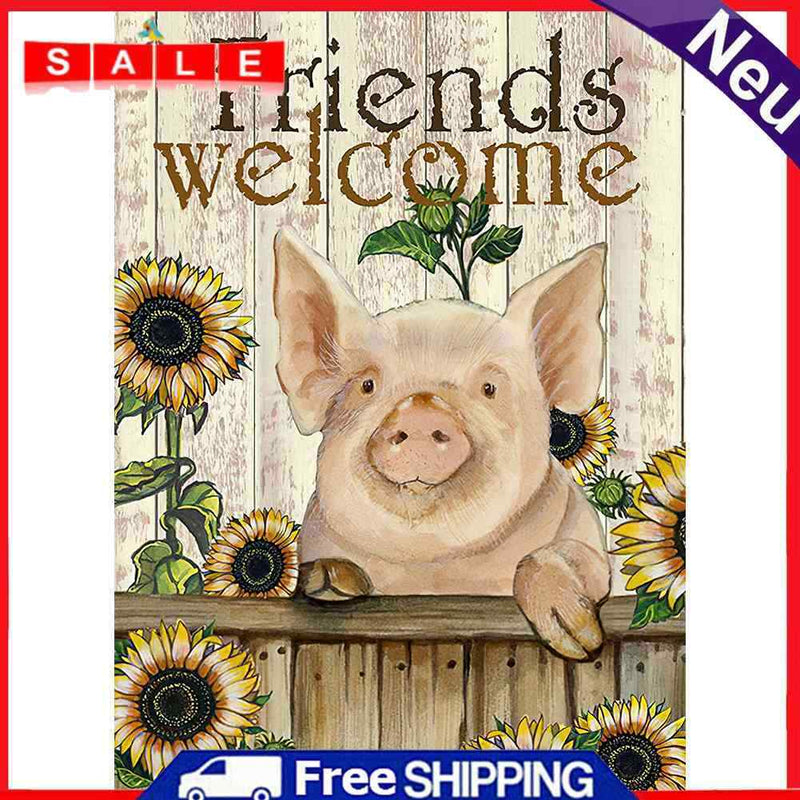 Frameless Sunflower Pig Oil Paint By Numbers Kit DIY Handmade Drawing On Canvas