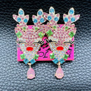Betsey Johnson Pink Rhinestone Christmas Reindeer Deer Water Drop Stud Earrings