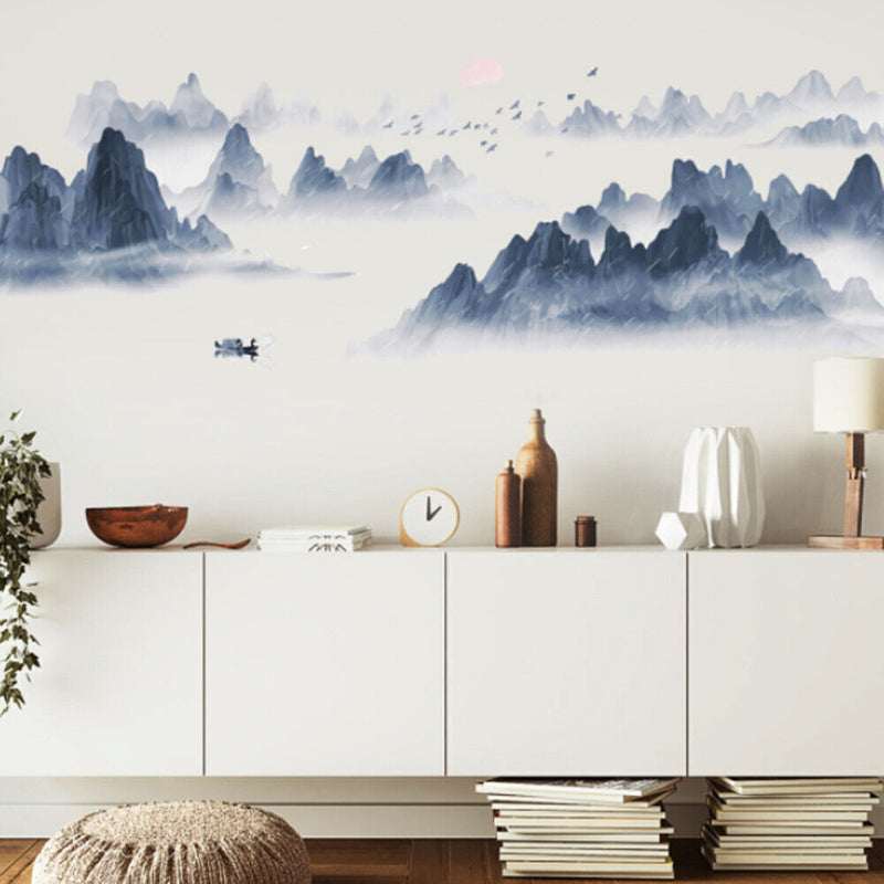 Chinese Style Sunset Landscape Wall Stickers For Living Room Background Decor