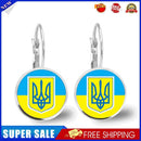 Trendy Ukrainian National Flag Earrings Women Round Glass Hook Dangle (5)