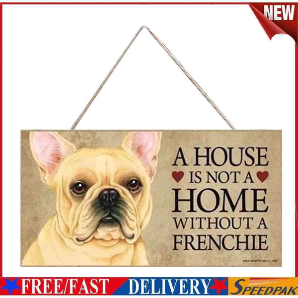Door Sign Wood Lovely Dog Pattern Hanging Plaques for Dog House Decor Suppl #F