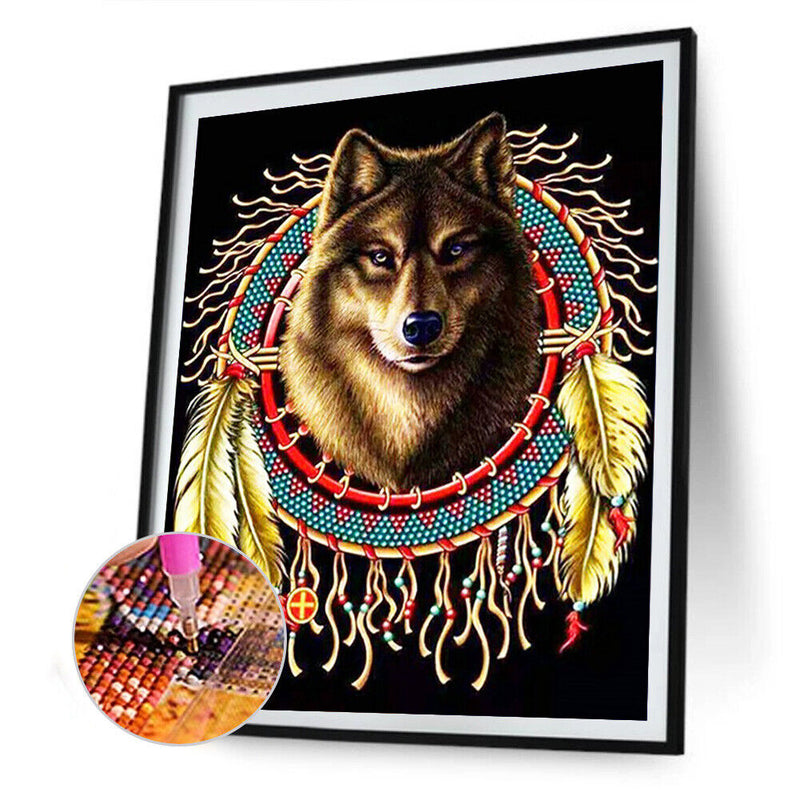 5D Diamond Painting Kit DIY Dreamcatcher Wolf Full Square Drill Home Decorations