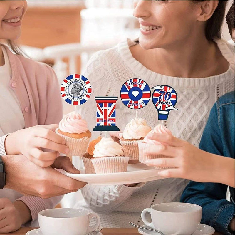 Decorations 70th Anniversary Queen Elizabeth Platinum Jubilee Cake Toppers