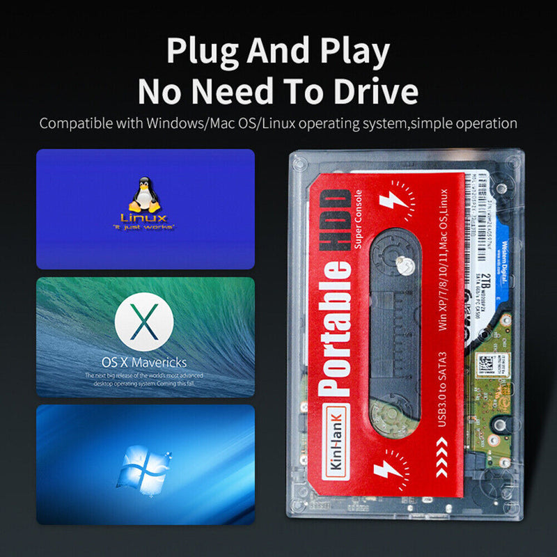 External Hard Drive Built-in 63000+ Games 2TB External Game Hard Portable HDD