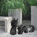 Gothic Dragon Statues Fantasy Animal Dragon Figures Garden Decor (Black) Newly