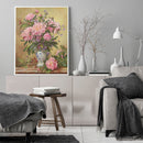 Oil Paint By Numbers Pink Peony Frameless Picture Craft Kits for Living Room