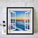 Window Sea Oil Paint By Numbers Kits Canvas Picture Wall Art DIY for Adults Kids