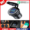 12V/24V QC3.0 Car Dual USB Charger Quick Charge Socket Power Outlet w/Voltmeter