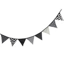 12 Flags 3.2m Black White Cotton Party Wedding Pennant Bunting Banner Decor