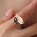Hip-hop Style Metal Yin Yang Open Ring Women Men Adjustable Tai Chi Rings Newly