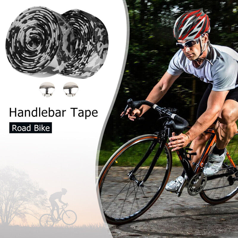 1 Pair Rubber Road Bike Handlebar Tape Plugs Anti-Slip Bicycle Handle Bar B