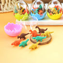 7Pcs/1Egg Mini Kids Students Office Stationery Eraser Pencil Rubber Dinosaurs