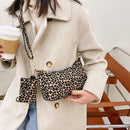 Women Leopard Print Zipper Shoulder Bag Mini Purse Composite Bag (Khaki)
