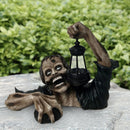 Zombie Horror Sculpture with LED Lantern Walking Dead Zombie Statue Out of Grave