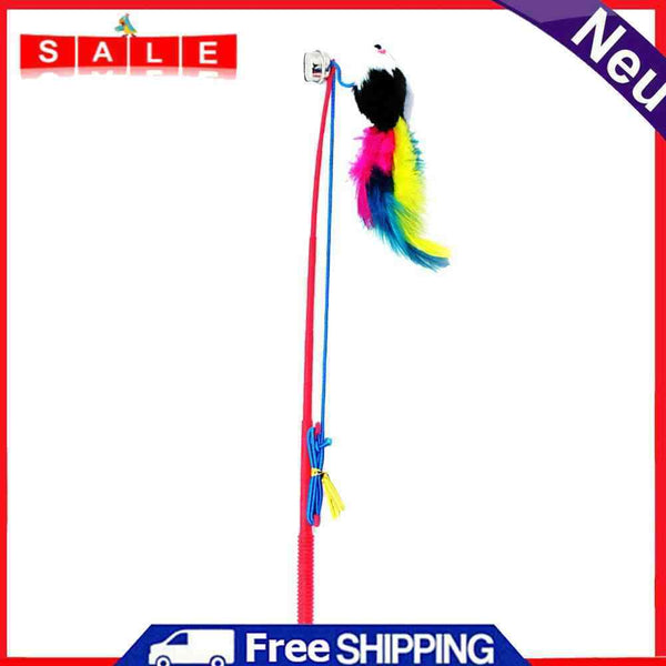 Cat Feather Funny Mouse Rod Wall Toys for Kitten Interactive Stick Pet Supplies